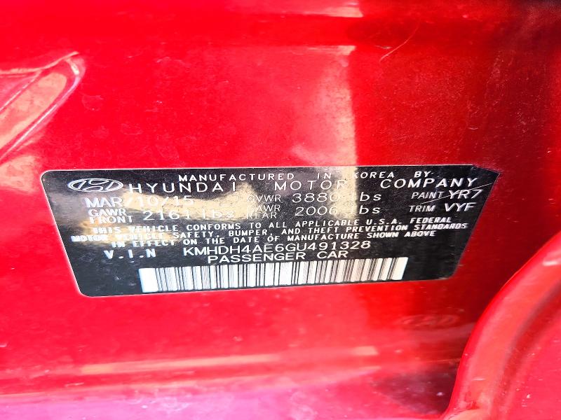 Aukcja sprzedaży 2016 Hyundai Elantra, vin: KMHDH4AE6GU491328, numer aukcji: 57024626