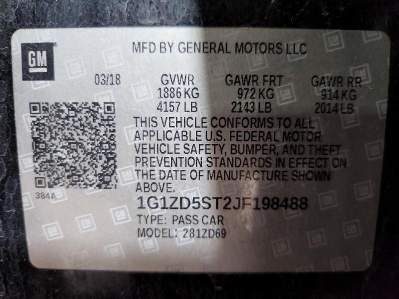 Продажа на аукционе авто 2018 Chevrolet Malibu, vin: 1G1ZD5ST2JF198488, номер лота: 58035066
