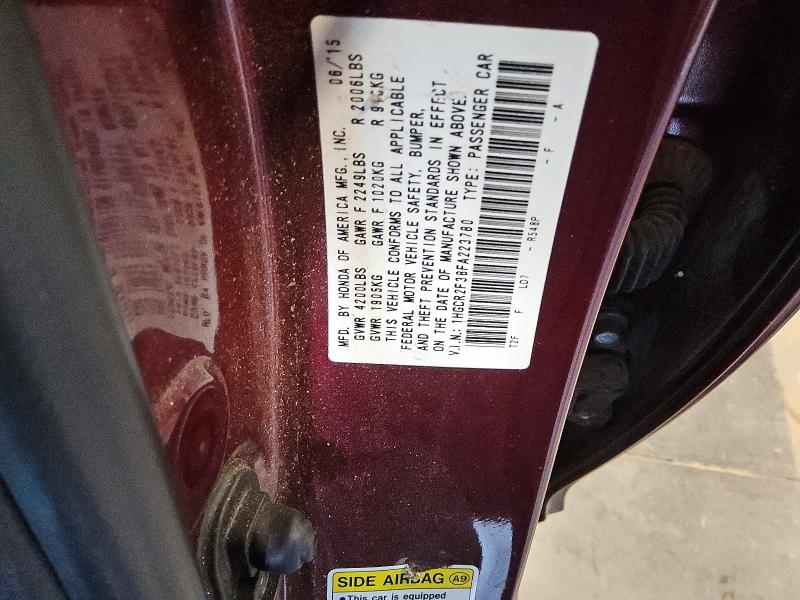 2015 Honda Accord მანქანა იყიდება აუქციონზე, vin: 1HGCR2F38FA223780, აუქციონის ნომერი: 57385626