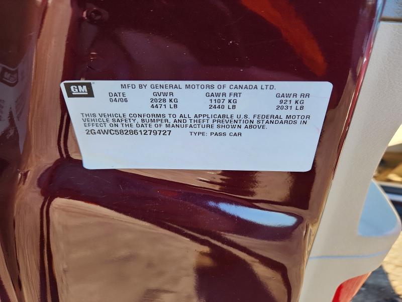 Продаж на аукціоні авто 2006 Buick Lacrosse, vin: 2G4WC582861279727, номер лоту: 57618176