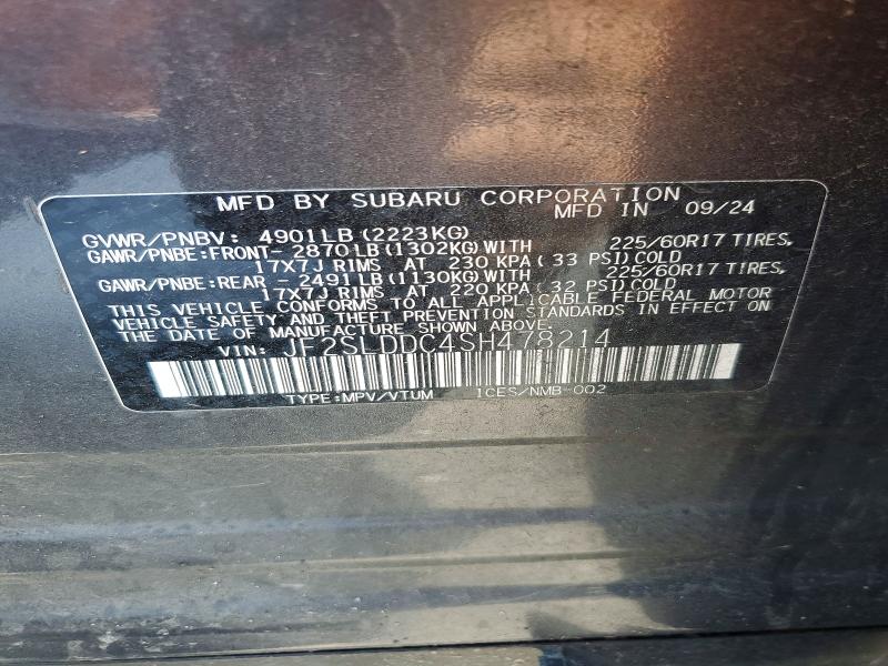 58733836 :رقم المزاد ، JF2SLDDC4SH478214 vin ، 2025 Subaru Forester مزاد بيع
