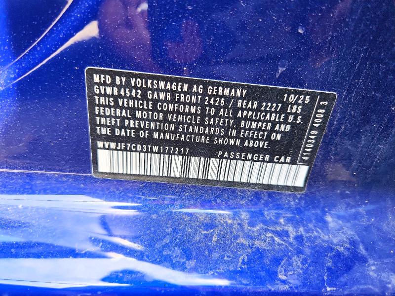 Продаж на аукціоні авто 2026 Volkswagen Golf R, vin: WVWJF7CD3TW177217, номер лоту: 58080426