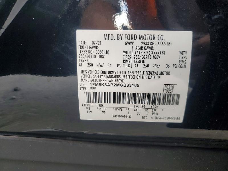 Aukcja sprzedaży 2021 Ford Explorer, vin: 1FM5K8AB2MGB83165, numer aukcji: 85452875