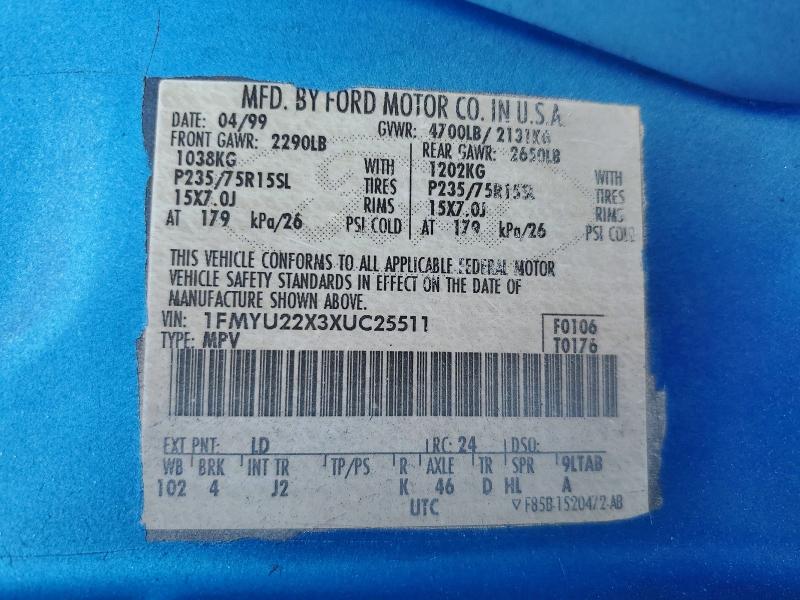 Aukcja sprzedaży 1999 Ford Explorer, vin: 1FMYU22X3XUC25511, numer aukcji: 56641356