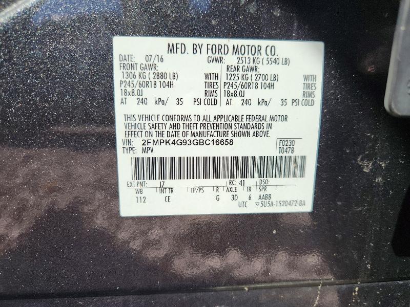 Auction sale of the 2016 Ford Edge, vin: 2FMPK4G93GBC16658, lot number: 55837726