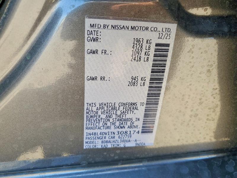 Aukcja sprzedaży 2026 Nissan Altima, vin: 1N4BL4DV1TN308174, numer aukcji: 58258586