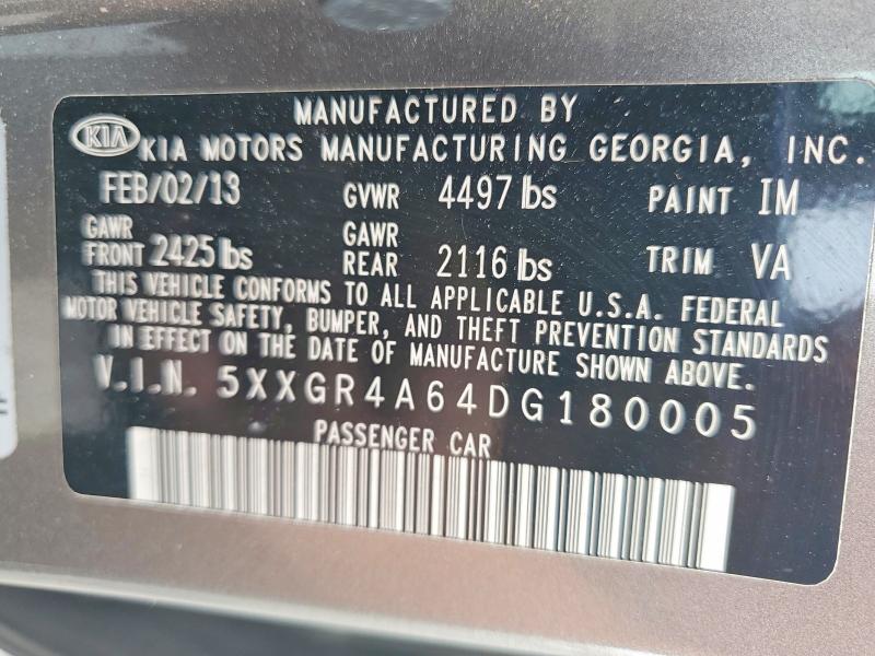 56478716 :رقم المزاد ، 5XXGR4A64DG180005 vin ، 2013 Kia Optima مزاد بيع