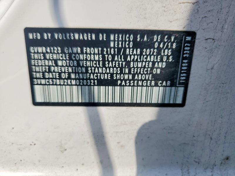 59021316 :رقم المزاد ، 3VWC57BU2KM020321 vin ، 2019 Volkswagen Jetta مزاد بيع