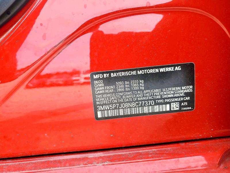 Продаж на аукціоні авто 2022 Bmw 330e, vin: 3MW5P7J08N8C77370, номер лоту: 57938056