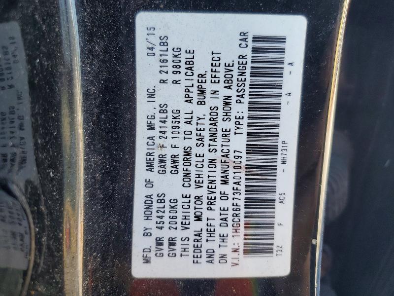 Продаж на аукціоні авто 2015 Honda Accord, vin: 1HGCR6F73FA010097, номер лоту: 55544536
