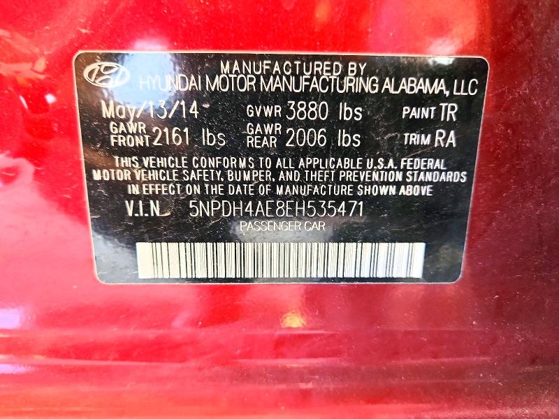 Продаж на аукціоні авто 2014 Hyundai Elantra, vin: 5NPDH4AE8EH535471, номер лоту: 56037436