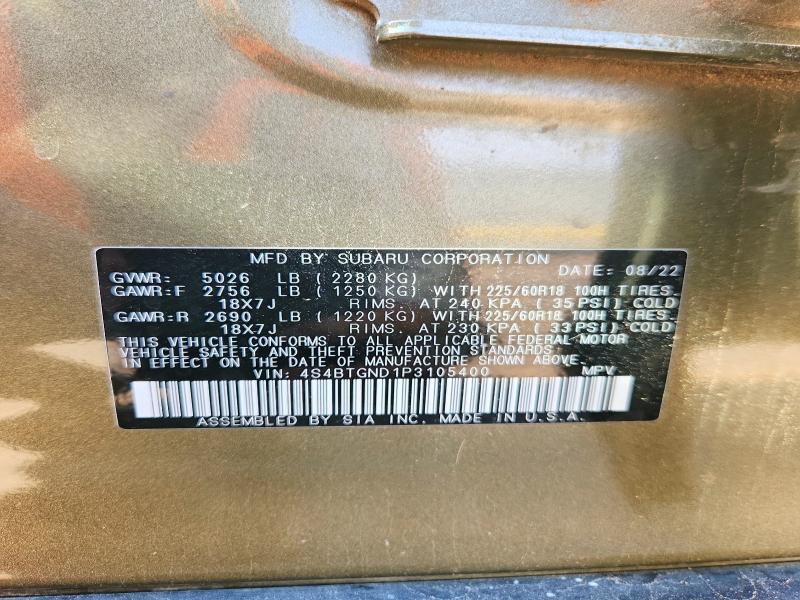 57528186 :رقم المزاد ، 4S4BTGND1P3105400 vin ، 2023 Subaru Outback مزاد بيع