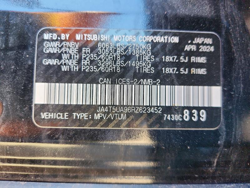 Продажа на аукционе авто 2024 Mitsubishi Outlander, vin: JA4T5UA96RZ623452, номер лота: 53615486