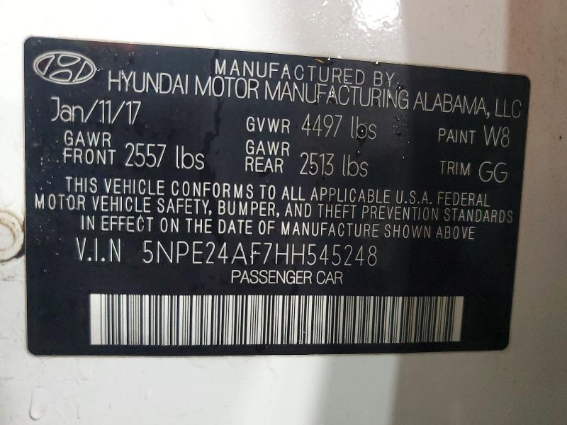 Aukcja sprzedaży 2017 Hyundai Sonata, vin: 5NPE24AF7HH545248, numer aukcji: 55531326