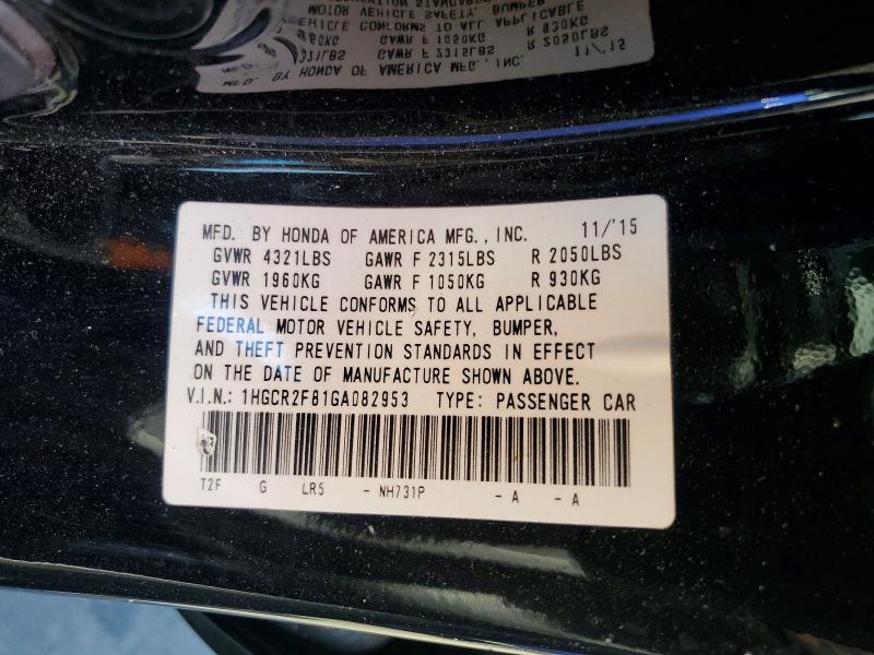 Aukcja sprzedaży 2016 Honda Accord, vin: 1HGCR2F81GA082953, numer aukcji: 57209116