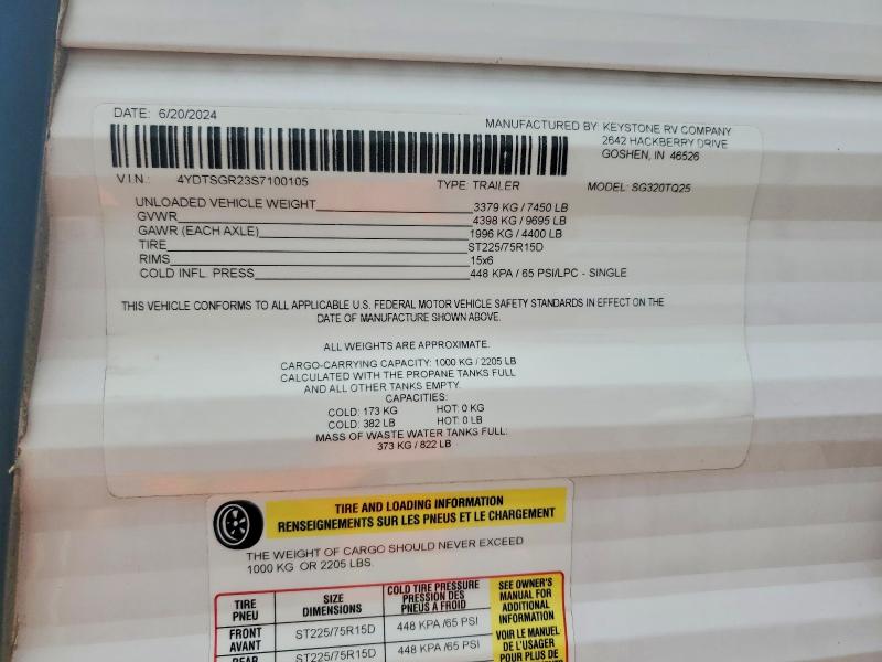 Продажа на аукционе авто 2025 Keystone Springdale, vin: 4YDTSGR23S7100105, номер лота: 55877536