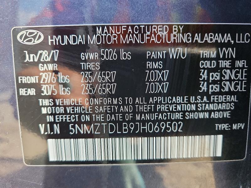 Продаж на аукціоні авто 2018 Hyundai Santa Fe Sport, vin: 5NMZTDLB9JH069502, номер лоту: 58985096