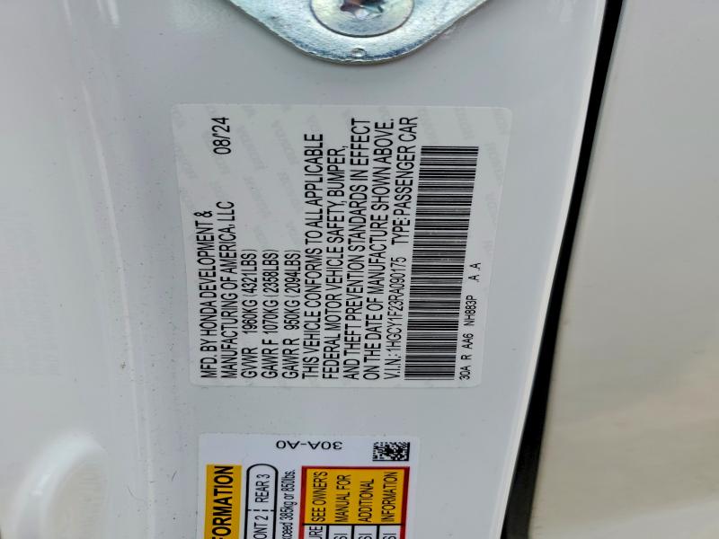 Продажа на аукционе авто 2024 Honda Accord, vin: 1HGCY1F23RA090175, номер лота: 57917786