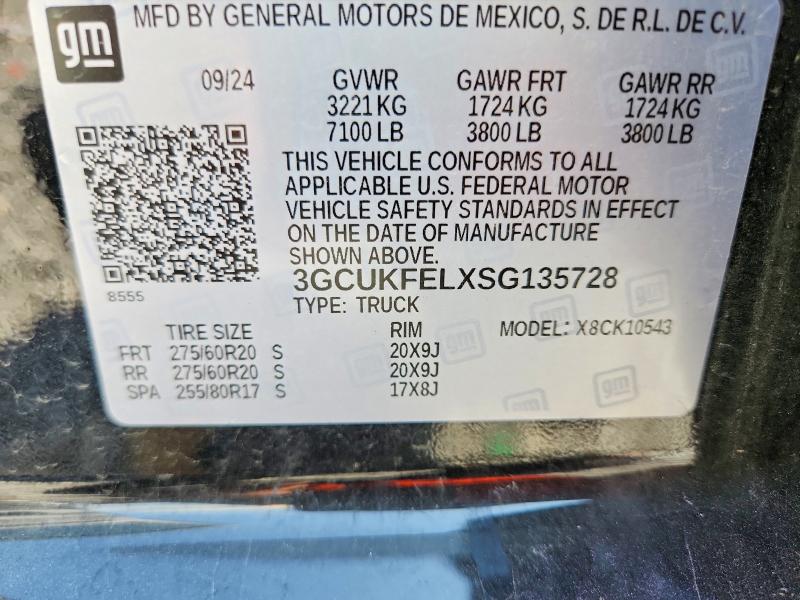 2025 Chevrolet Silverado მანქანა იყიდება აუქციონზე, vin: 3GCUKFELXSG135728, აუქციონის ნომერი: 58606606