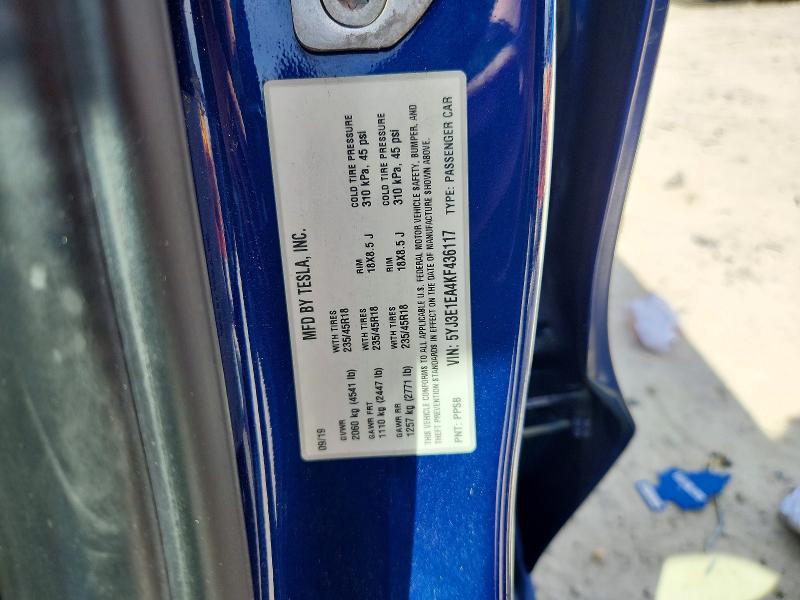 58491356 :رقم المزاد ، 5YJ3E1EA4KF436117 vin ، 2019 Tesla Model 3 مزاد بيع