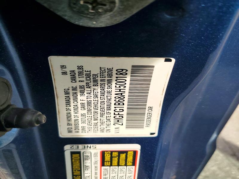 Продажа на аукционе авто 2010 Honda Civic, vin: 2HGFG1B68AH500189, номер лота: 56580736