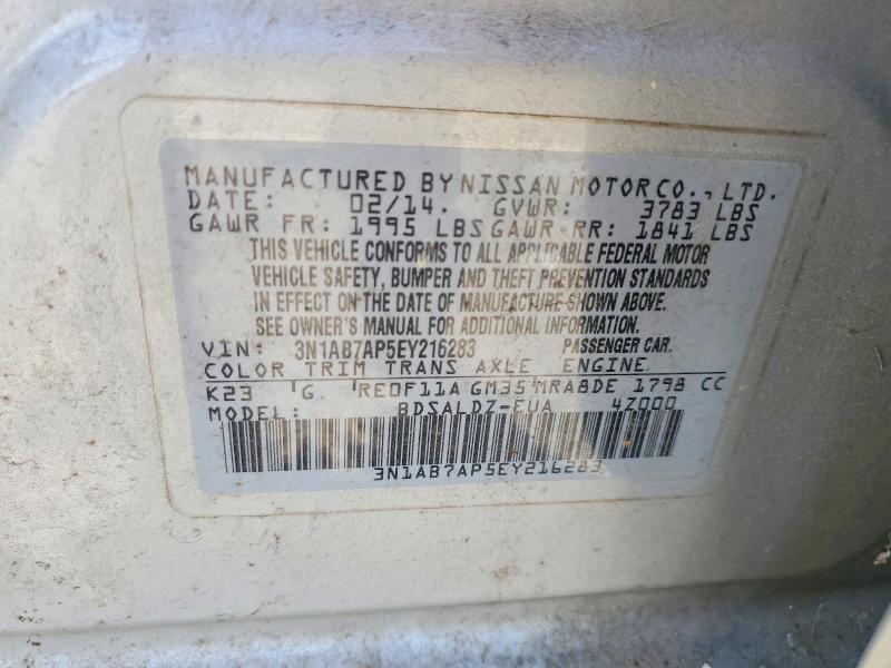 Aukcja sprzedaży 2014 Nissan Sentra, vin: 3N1AB7AP5EY216283, numer aukcji: 56277406