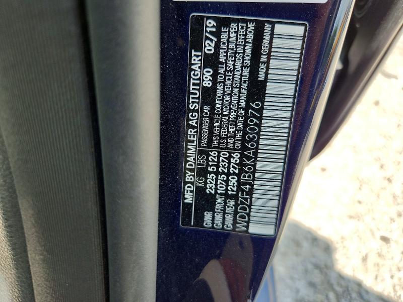 55936716 :رقم المزاد ، WDDZF4JB6KA630976 vin ، 2019 Mercedes-benz E مزاد بيع