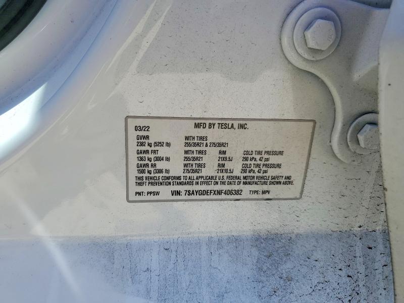 Продажа на аукционе авто 2022 Tesla Model Y, vin: 7SAYGDEFXNF406382, номер лота: 56183136