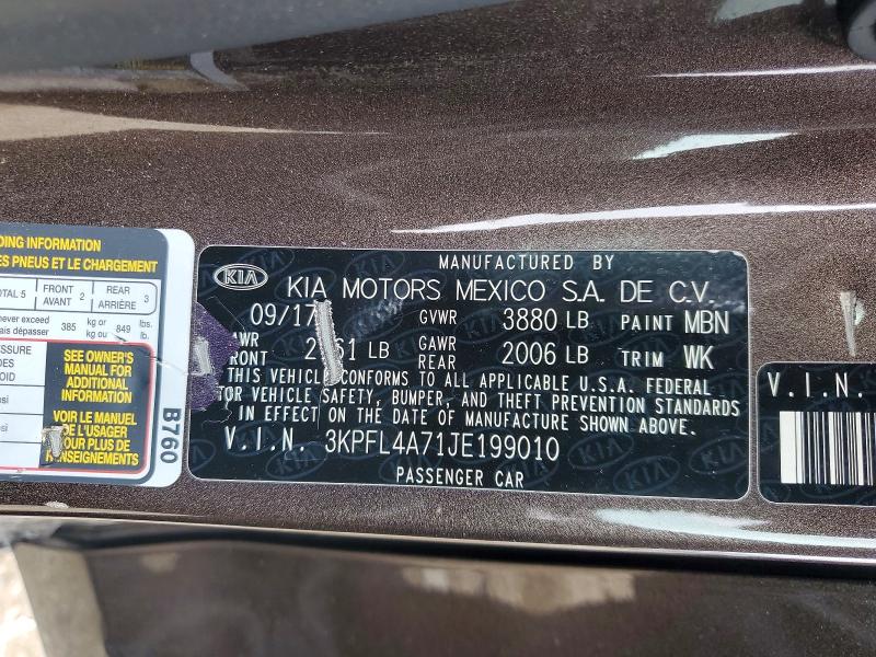 Aukcja sprzedaży 2018 Kia Forte, vin: 3KPFL4A71JE199010, numer aukcji: 58284886