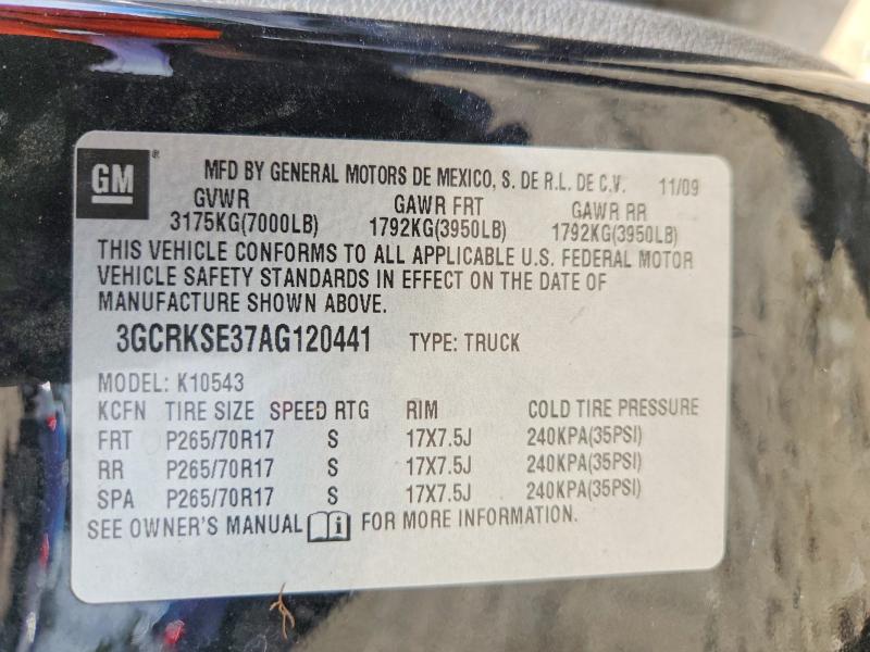 Aukcja sprzedaży 2010 Chevrolet Silverado, vin: 3GCRKSE37AG120441, numer aukcji: 55840366