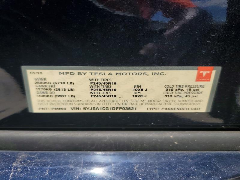Продажа на аукционе авто 2013 Tesla Model S, vin: 5YJSA1CG1DFP03621, номер лота: 58446686