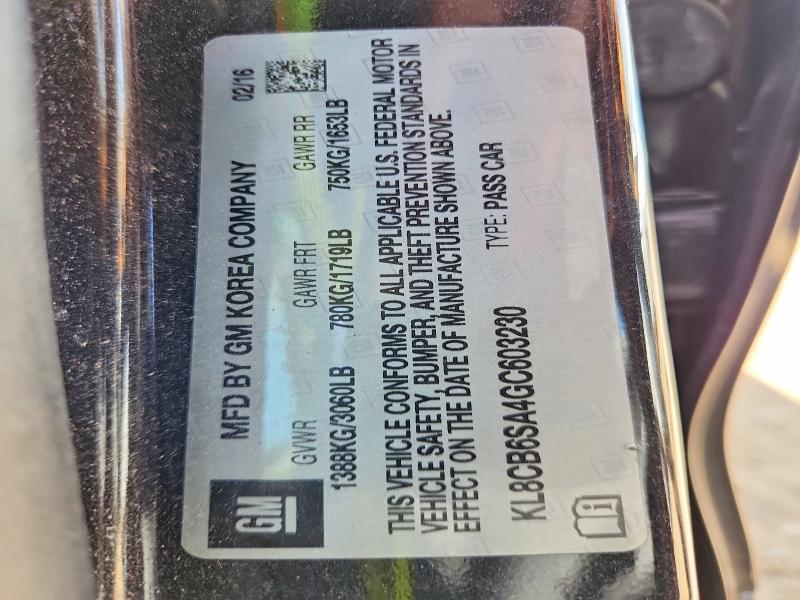 Продаж на аукціоні авто 2016 Chevrolet Spark, vin: KL8CB6SA4GC603230, номер лоту: 55915026