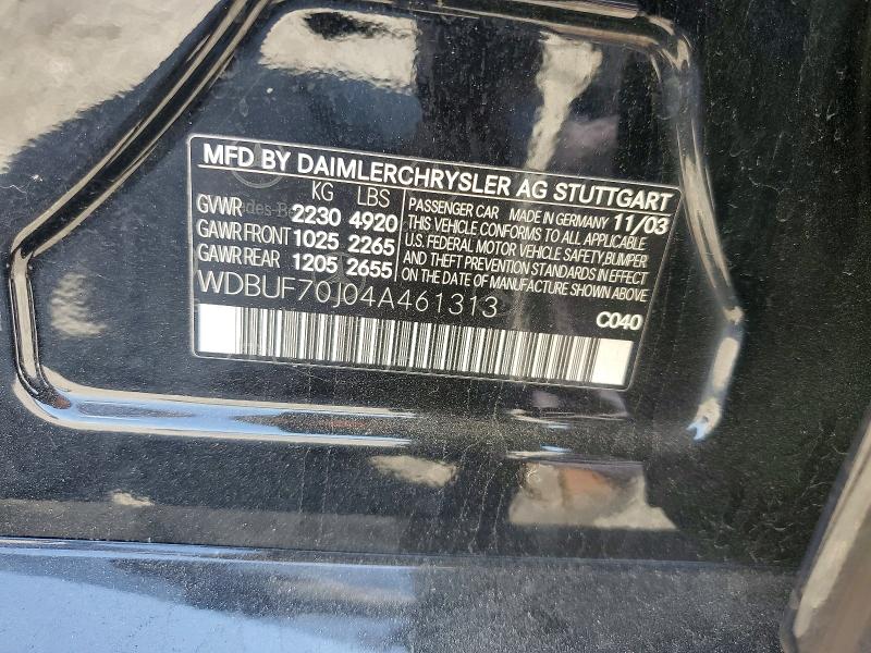 Auction sale of the 2004 Mercedes-benz E, vin: WDBUF70J04A461313, lot number: 58765026