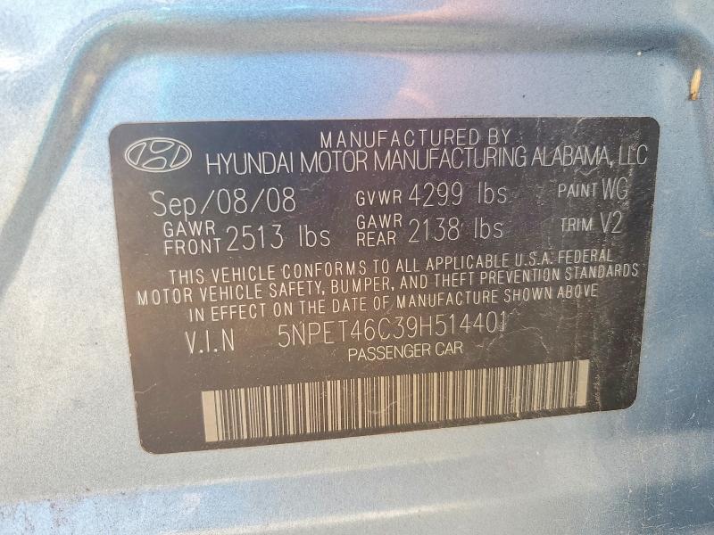 57875506 :رقم المزاد ، 5NPET46C39H514401 vin ، 2009 Hyundai Sonata مزاد بيع