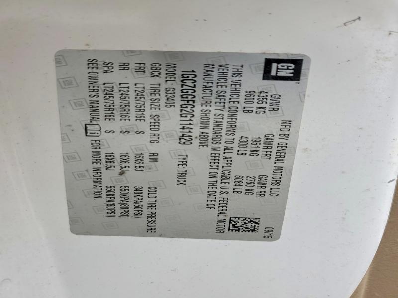 55128436 :رقم المزاد ، 1GCZGGFG2G1141429 vin ، 2016 Chevrolet Express G3500 مزاد بيع