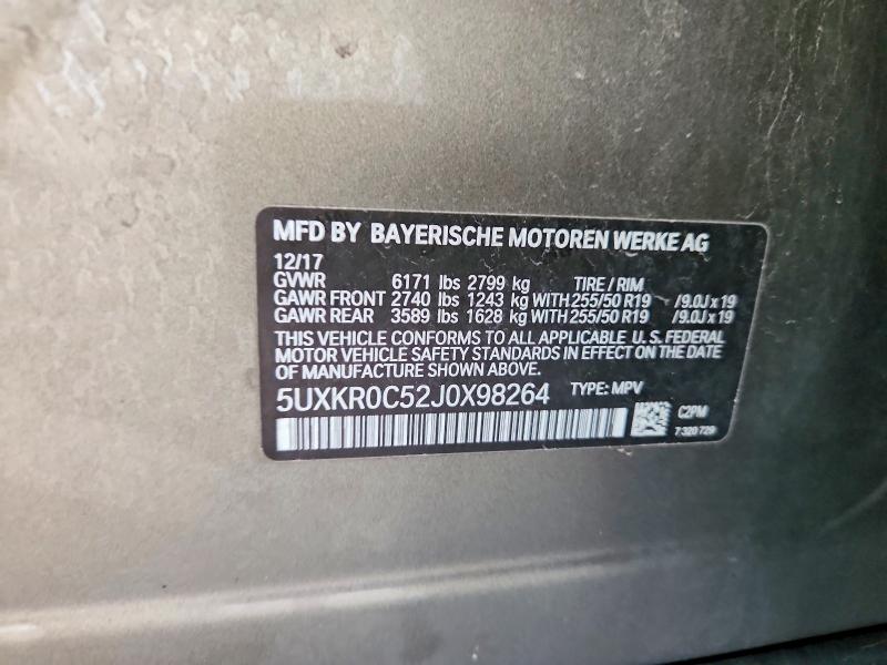 58464446 :رقم المزاد ، 5UXKR0C52J0X98264 vin ، 2018 Bmw X5 مزاد بيع