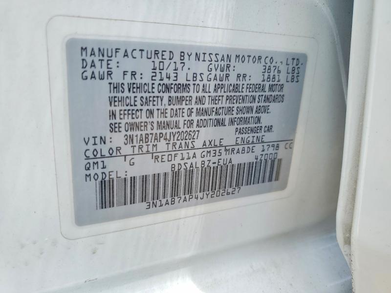 Продажа на аукционе авто 2018 Nissan Sentra, vin: 3N1AB7AP4JY202627, номер лота: 55579546