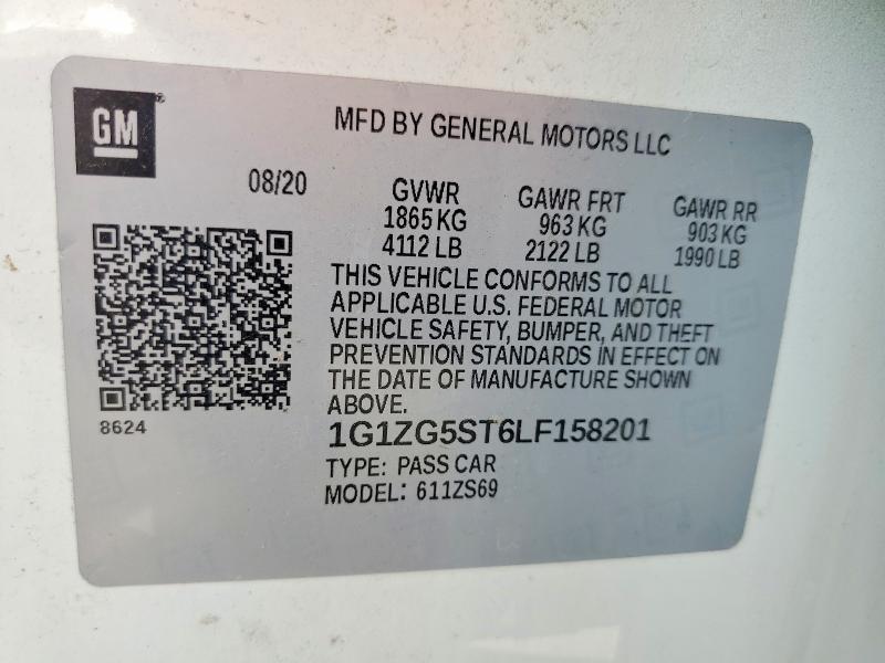 Продажа на аукционе авто 2020 Chevrolet Malibu, vin: 1G1ZG5ST6LF158201, номер лота: 55593936