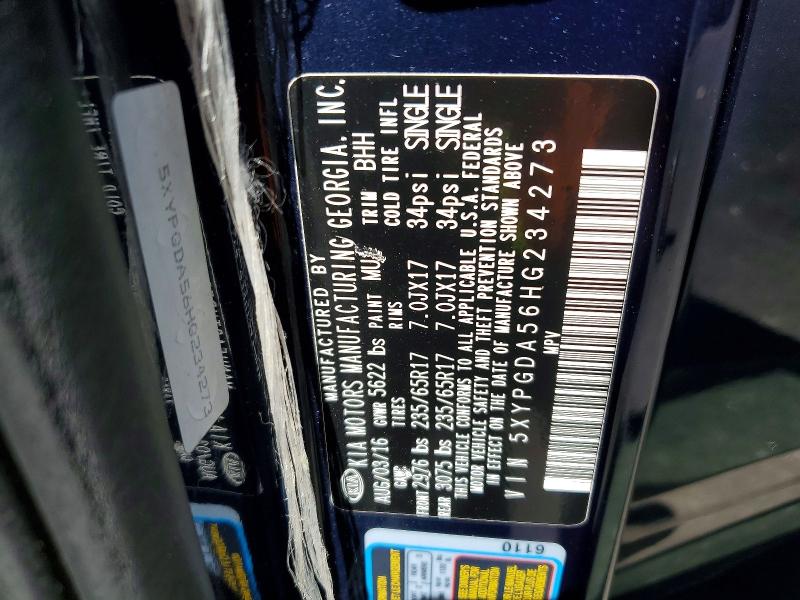 Aukcja sprzedaży 2017 Kia Sorento, vin: 5XYPGDA56HG234273, numer aukcji: 55373486