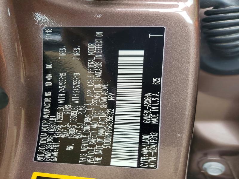 Продажа на аукционе авто 2019 Toyota Highlander Hybrid, vin: 5TDDGRFH5KS056322, номер лота: 55503066