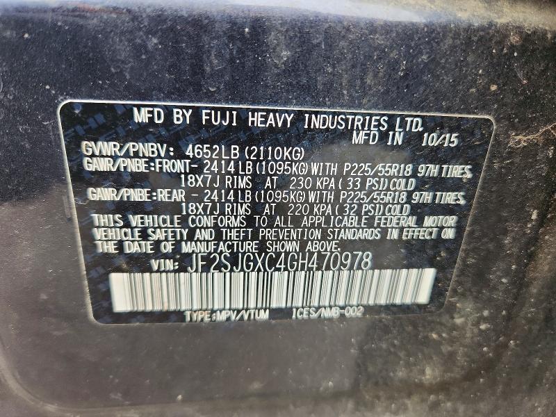 Продажа на аукционе авто 2016 Subaru Forester, vin: JF2SJGXC4GH470978, номер лота: 57916016