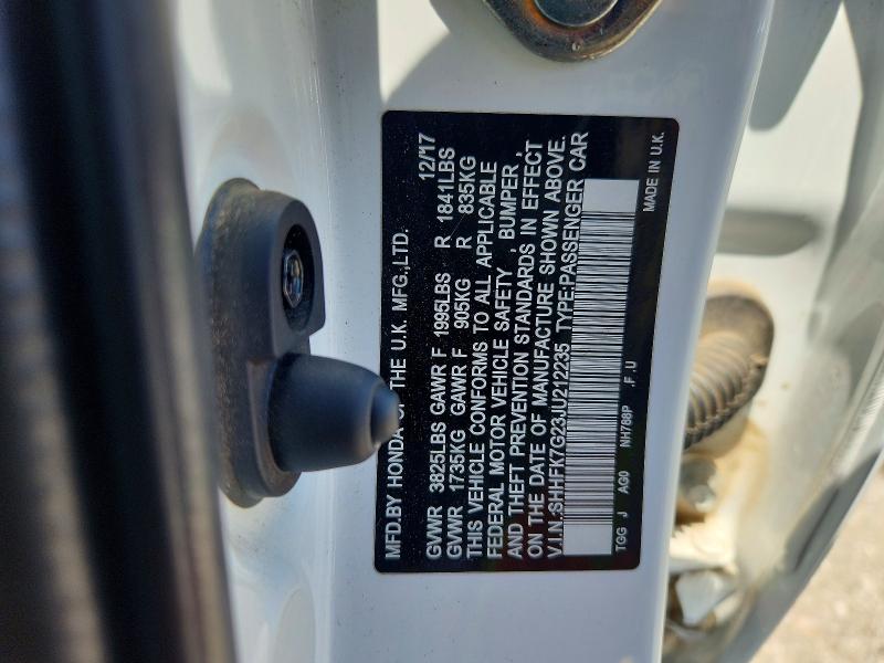 Продаж на аукціоні авто 2018 Honda Civic, vin: SHHFK7G23JU212235, номер лоту: 56311516