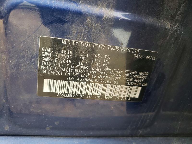 Aukcja sprzedaży 2016 Subaru Legacy, vin: 4S3BNAF65G3064183, numer aukcji: 55874046