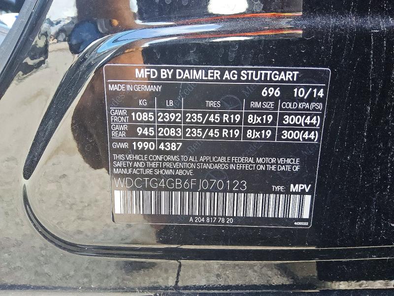 Продаж на аукціоні авто 2015 Mercedes-benz Gla, vin: WDCTG4GB6FJ070123, номер лоту: 56592076