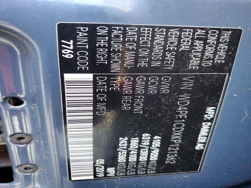 55684496 :رقم المزاد ، WD4PF1CDXKP121362 vin ، 2019 Mercedes Benz Sprinter مزاد بيع