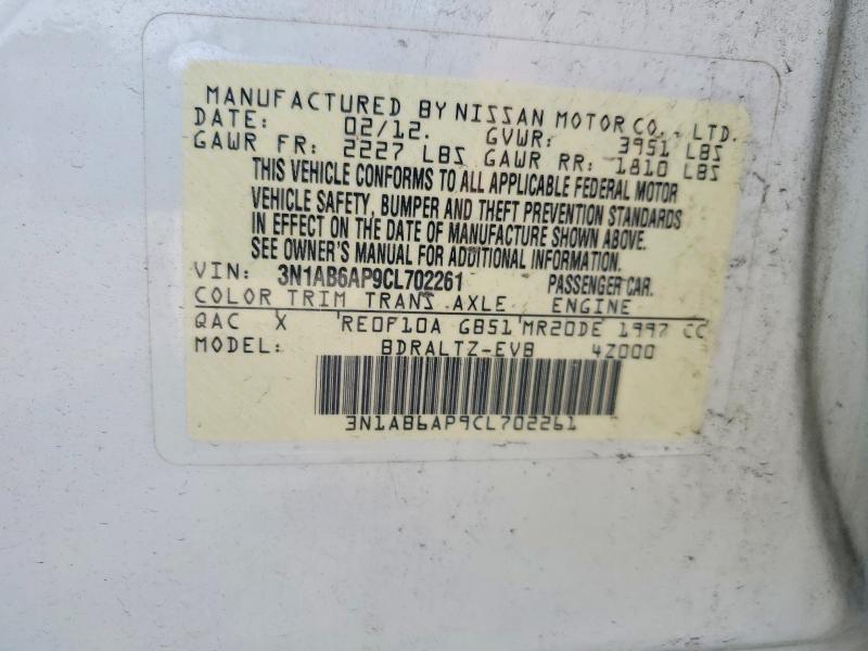 Продажа на аукционе авто 2012 Nissan Sentra, vin: 3N1AB6AP9CL702261, номер лота: 57972796