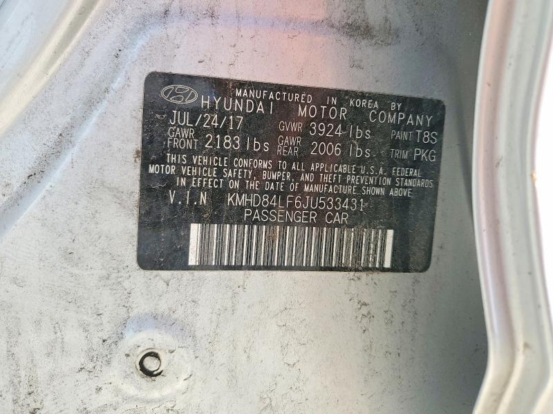 2018 Hyundai Elantra მანქანა იყიდება აუქციონზე, vin: KMHD84LF6JU533431, აუქციონის ნომერი: 55993736