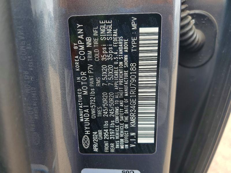 Aukcja sprzedaży 2024 Hyundai Palisade, vin: KM8R34GE1RU790188, numer aukcji: 56092426
