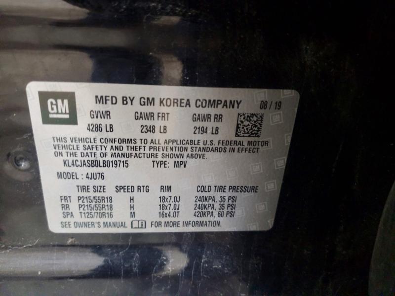 2020 Buick Encore მანქანა იყიდება აუქციონზე, vin: KL4CJASB0LB019715, აუქციონის ნომერი: 97682605