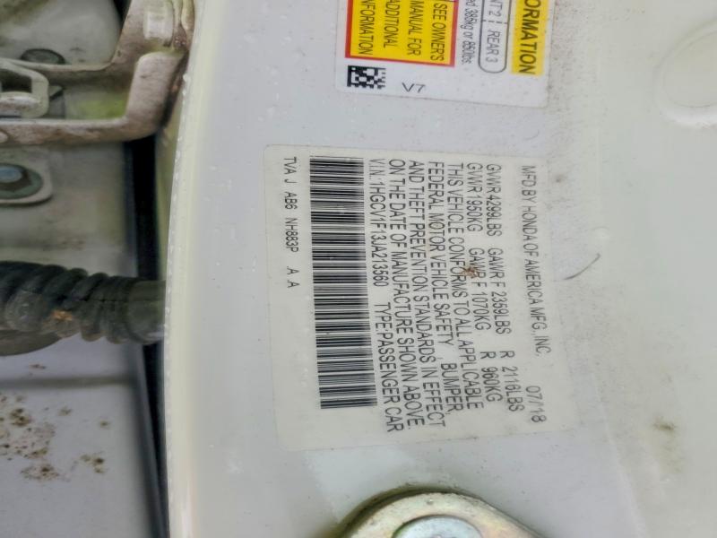 Aukcja sprzedaży 2018 Honda Accord, vin: 1HGCV1F13JA213560, numer aukcji: 56325176